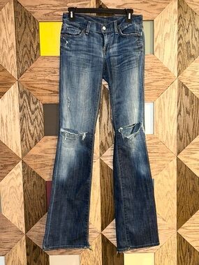 Citizens of Humanity Distressed Jeans Kelly Low Rise Flare Thrashed Denim Sz 25